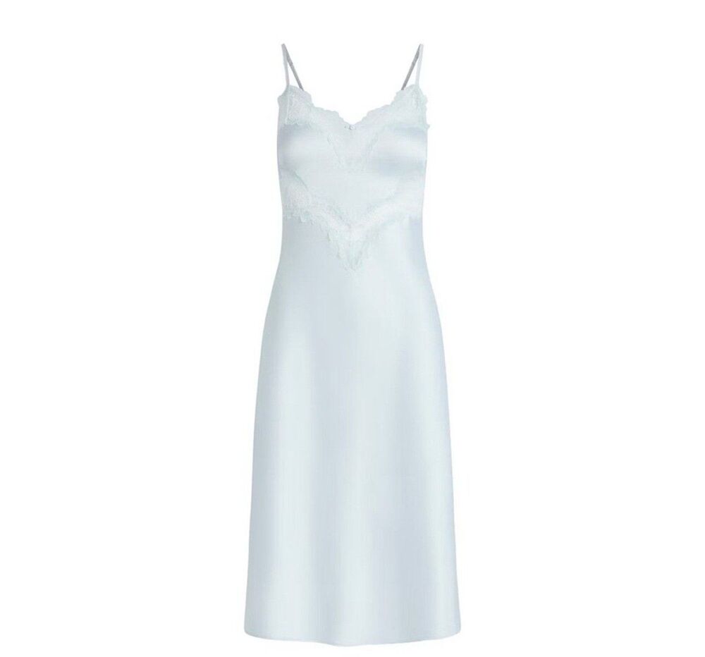 Skims WOVEN SHINE LACE SLIP DRESS CLOUD
